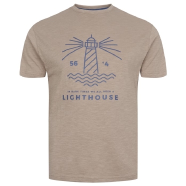 North 56°4 T-shirt print 'Vuurtoren', light sand