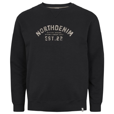 North 56Denim zomer sweater print m. logo, zwart
