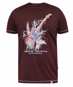 D555 T-shirt 'Lightning Bolt Guitar', bordo
