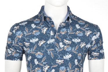 Eden Valley Polo m. stretch regular fit bloem, navy
