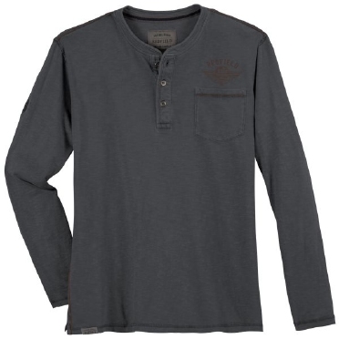 Redfield t-shirt LM m. Henley boord+borstzakje, grijs