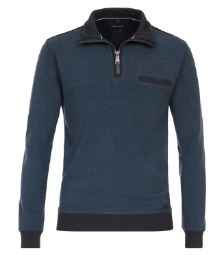 Casa Moda Sweatshirt m. rits en borstzakje, petrol