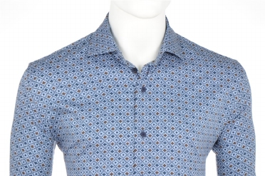 Eden Valley overhemd stretch regular fit, blauw-bruin