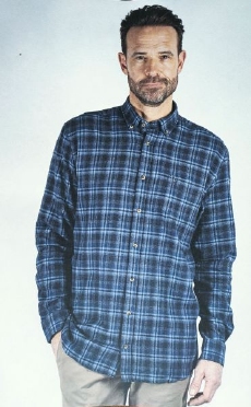 Pre End Casual overhemd borstzakje, navy geruit