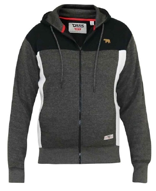 D555 Warm vest m. capuchon, zwart-grijs-wit