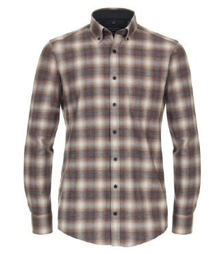 Casa Moda overhemd Casual Fit, bruin geblokt
