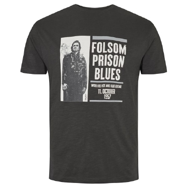 Replika T-shirt Johnny Cash, zwart/grijs