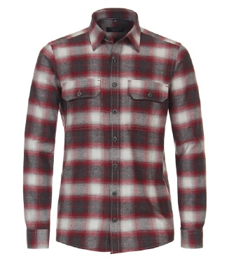 Casa Moda flanel overhemd, rood geblokt