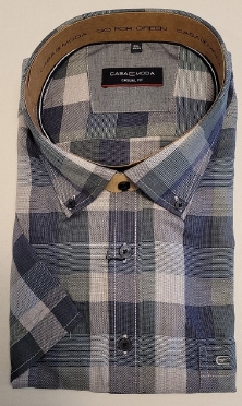Casa Moda overhemd Casual Fit, geblokt blauw/groen