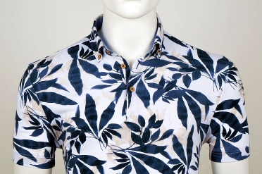 Eden Valley zomer polo m. stretch, groot blauw blad