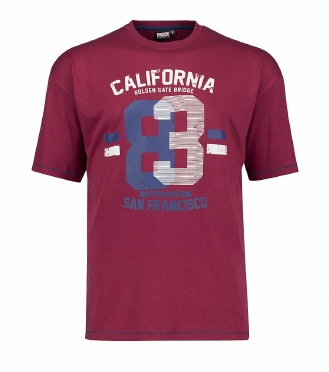 Adamo T-shirt print GOLDEN GATE, wijnrood
