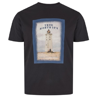 North 56°4 T-shirt print 'Vuurtoren', zwart