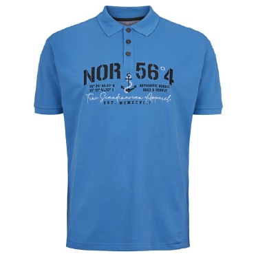 North 56°4 polo m. borduur NOR 56°4, blauw