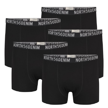 North 56Denim boxershort set 5-pack, zwart
