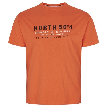 North 56°4 T-shirt print 'North', oranje