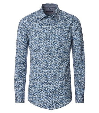 Casa Moda overhemd Casual Fit bloemen, blauw