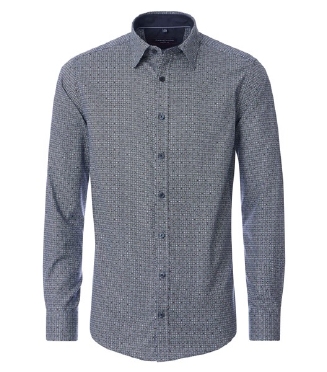 Casa Moda overhemd Casual Fit fijne print, blauw
