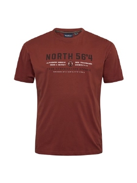 North 56°4 T-shirt print 'North', roestbruin