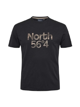 North 56°4 T-shirt print 'North', zwart