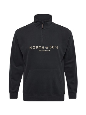 North 56°4 sweater m. rits 'NORTH 56°4', zwart
