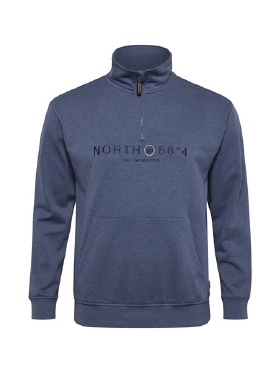 North 56°4 sweater m. rits 'NORTH 56°4', blue melée