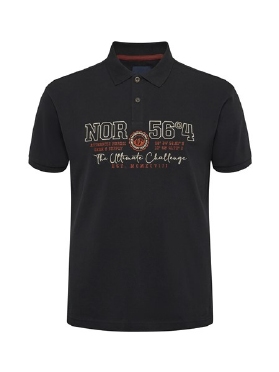North 56°4 polo m. borduur NOR 56°4, zwart