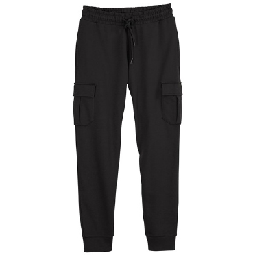 Cargo jogging broek m. zijpockets, zwart