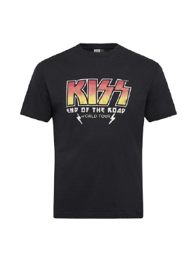 North 56Denim printed t-shirt 'KISS', zwart