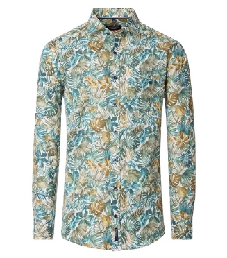Casa Moda overhemd Casual Fit bladeren,groen