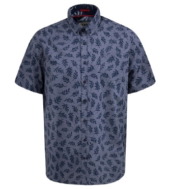 D555 Overhemd KETTERING korte mouw bladeren, navy