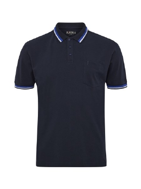 North polo piquee m. stretch+contrast kraag, night blue