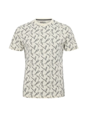 North Latitude T-shirt vliegende papegaaien, offwhite