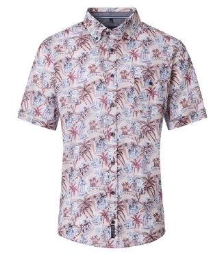 Casa Moda overhemd Casual Fit Hawaii Palm, rood