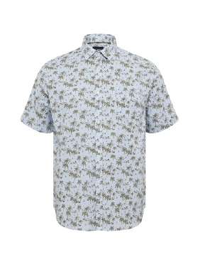 North shirt katoen/linnen Palmen, l.blauw
