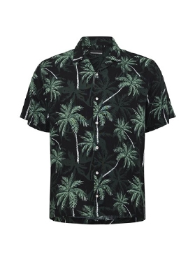 North Latitude zomers shirt m. palmen print, zwart
