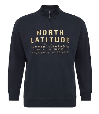 North Latitude sweatshirt m. print + rits, navy