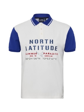 North Latitude polo m. contrast mouw, wit