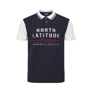 North Latitude polo m. contrast mouw, navy bl