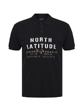 North Latitude polo piquee m. logo, zwart