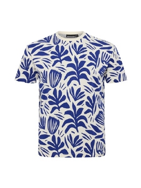 North Latitude T-shirt all-over bloem, wit-blauw