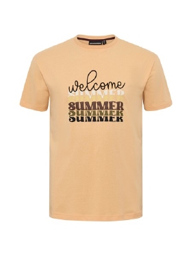 North Latitude T-shirt 'Welcome Summer', peach