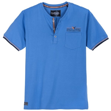 Redfield t-shirt henley boord+borstzak, blauw