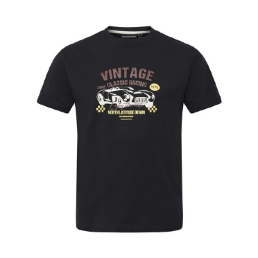 North Latitude T-shirt print 'Classic Racing', zwart