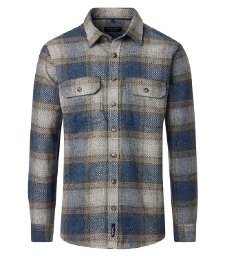 Casa Moda overshirt Casual Fit, blauw geblokt