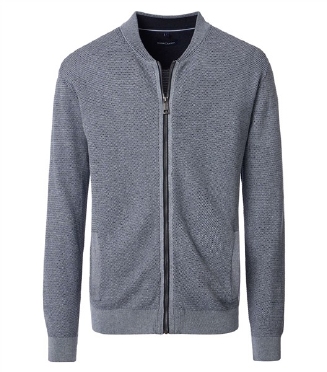 Casa Moda Cardigan vest met rits, grijsblauw