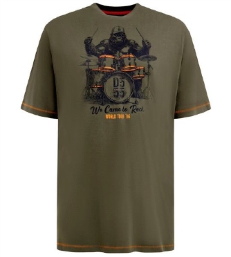 D555 T-shirt 'We came to rock', donker khaki