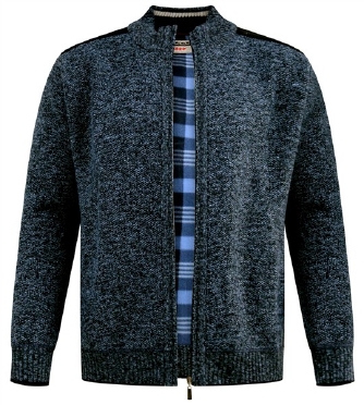 D555 Gebreid vest met voering, d.blauw melée