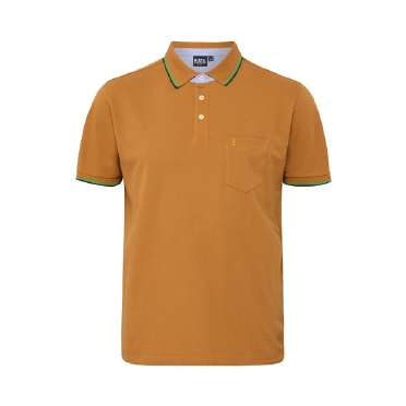 North Latitude sportieve polo m. contrast kraag, camel