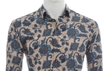 Eden Valley overhemd regular fit blad, blauwbruin