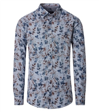 Casa Moda overhemd Casual Fit bloem, blauw